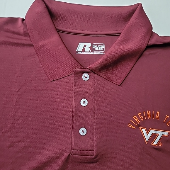Russell Maroon Virginia Tech Hokies NCAA Classic Dot Mesh Polo Shirt Men's 2XL. - Picture 2 of 6